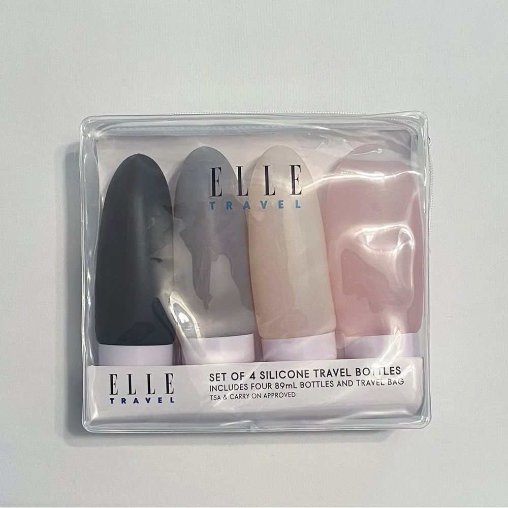 🆕 ELLE Set of 4 Silicone Travel Bottles